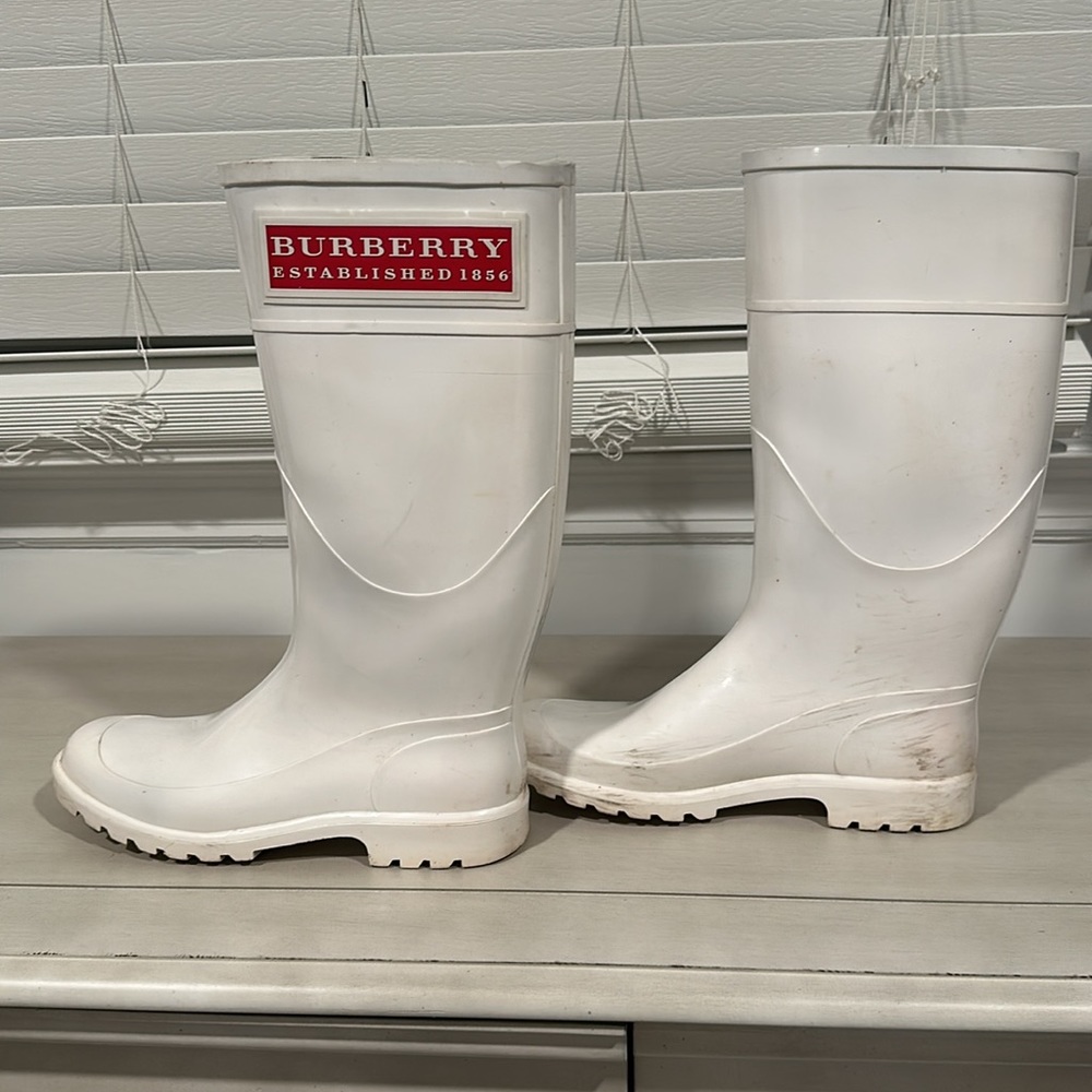 White Burberry Rain Boots